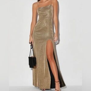 Lulus Gold Sparkly Gown